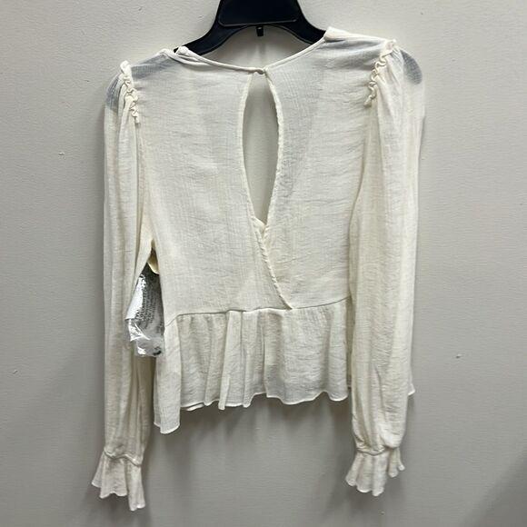 Free People Womens Daia Boho V-Neck Peplum Whir Long Sleeve Top M - Picture 3 of 4